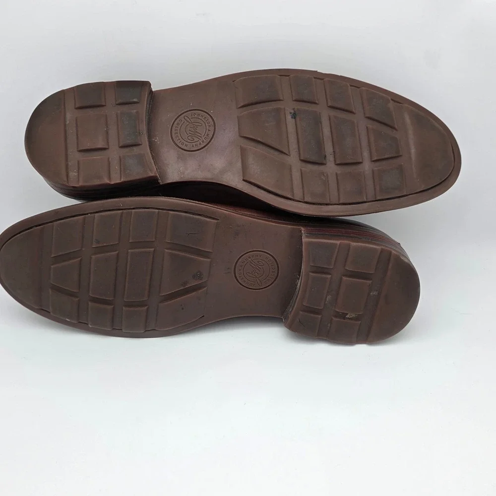 Johnston & Murphy Derby Dress Shoes Men 11M Brown Leather Brazil Lug Sole Preppy